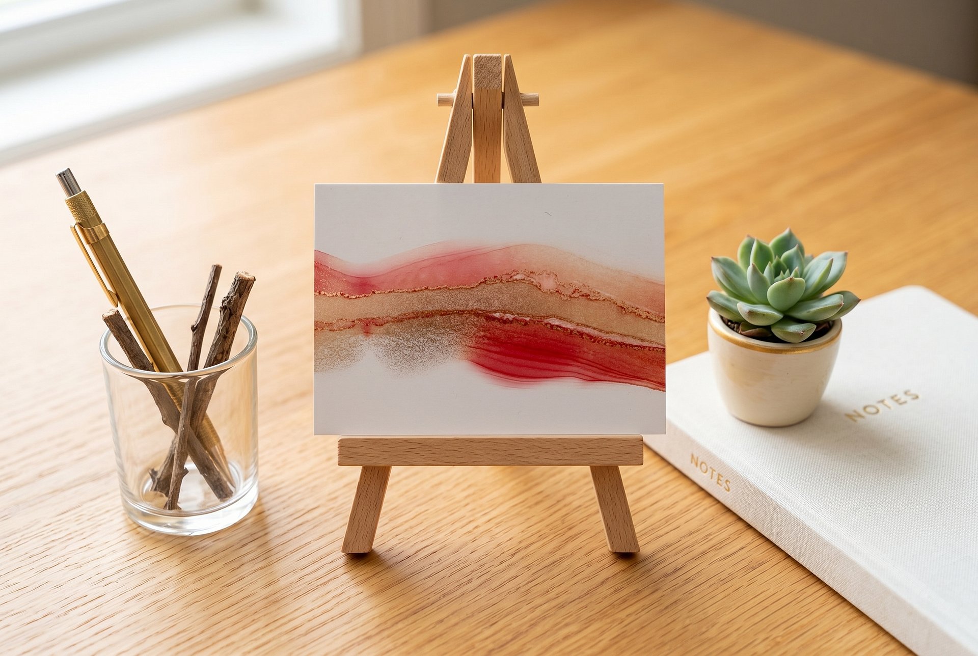 Crimson Flow I | Original ACEO Art Card (2.5" x 3.5") | Miniature Abstract Alcohol Ink Painting | product image (2)
