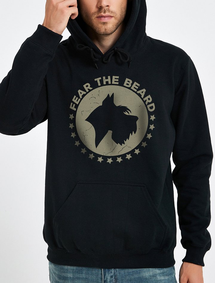 Fear the Beard (White) Hooded Sweatshirt | Retro-Style Hoodie for Schnauzer Dog Owners product image (2)