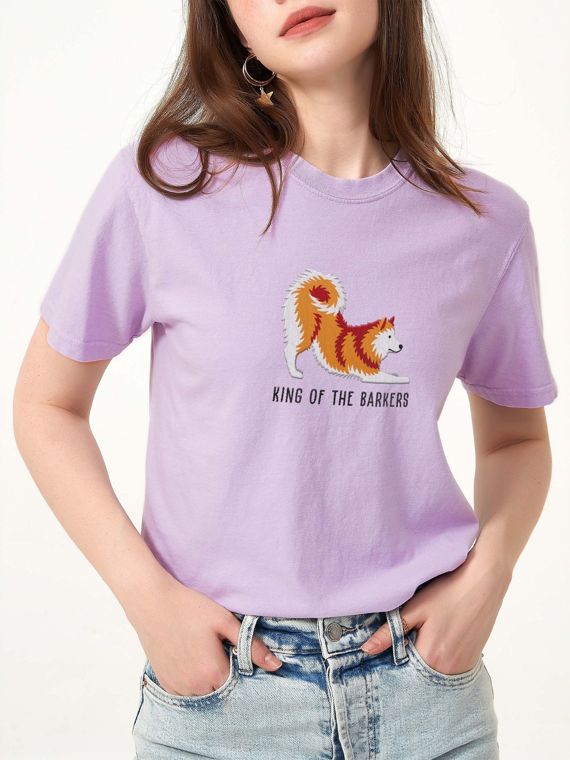 King of the Barkers T-Shirt(Embroidered) of a Finnish Spitz(Gold) product image (2)