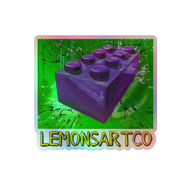POP Brick (Purple Brick/Green Background) Holographic Sticker product image (2)
