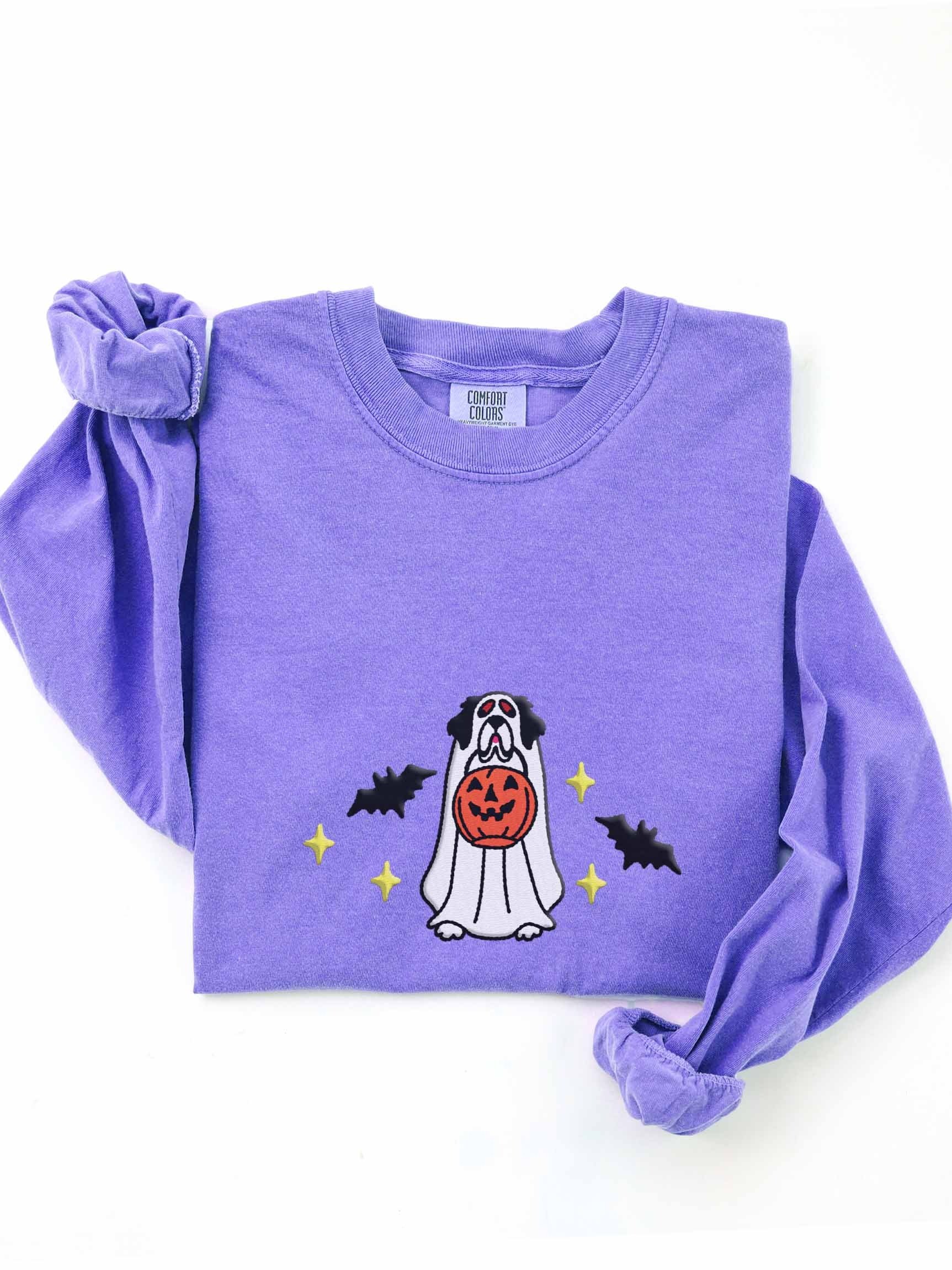 Halloween Saint Bernard(Grizzle) Embroidered Long-Sleeve T-Shirt product image (1)