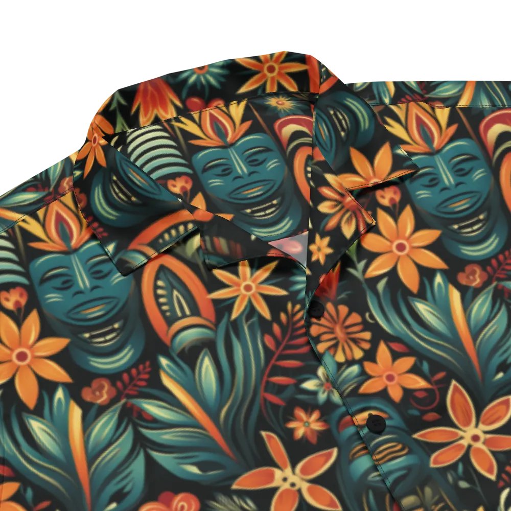 Tribal Floral Tiki Hawaiian Shirt product image (2)