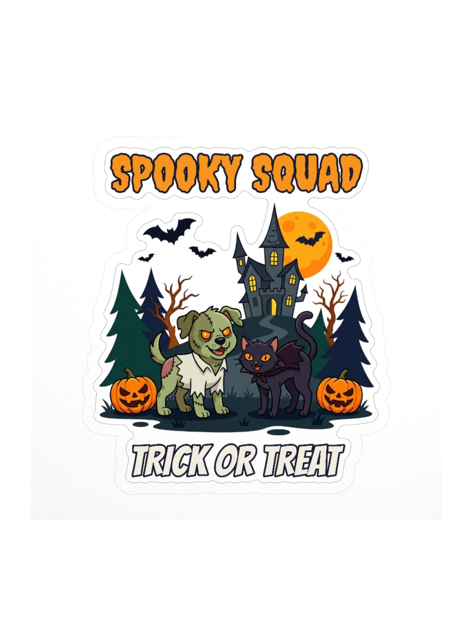 Spooky Squad Halloween Sticker – Zombie Dog & Vampire Cat Trick or Treat Decal for Laptop, Water Bottle & Journal product image (3)