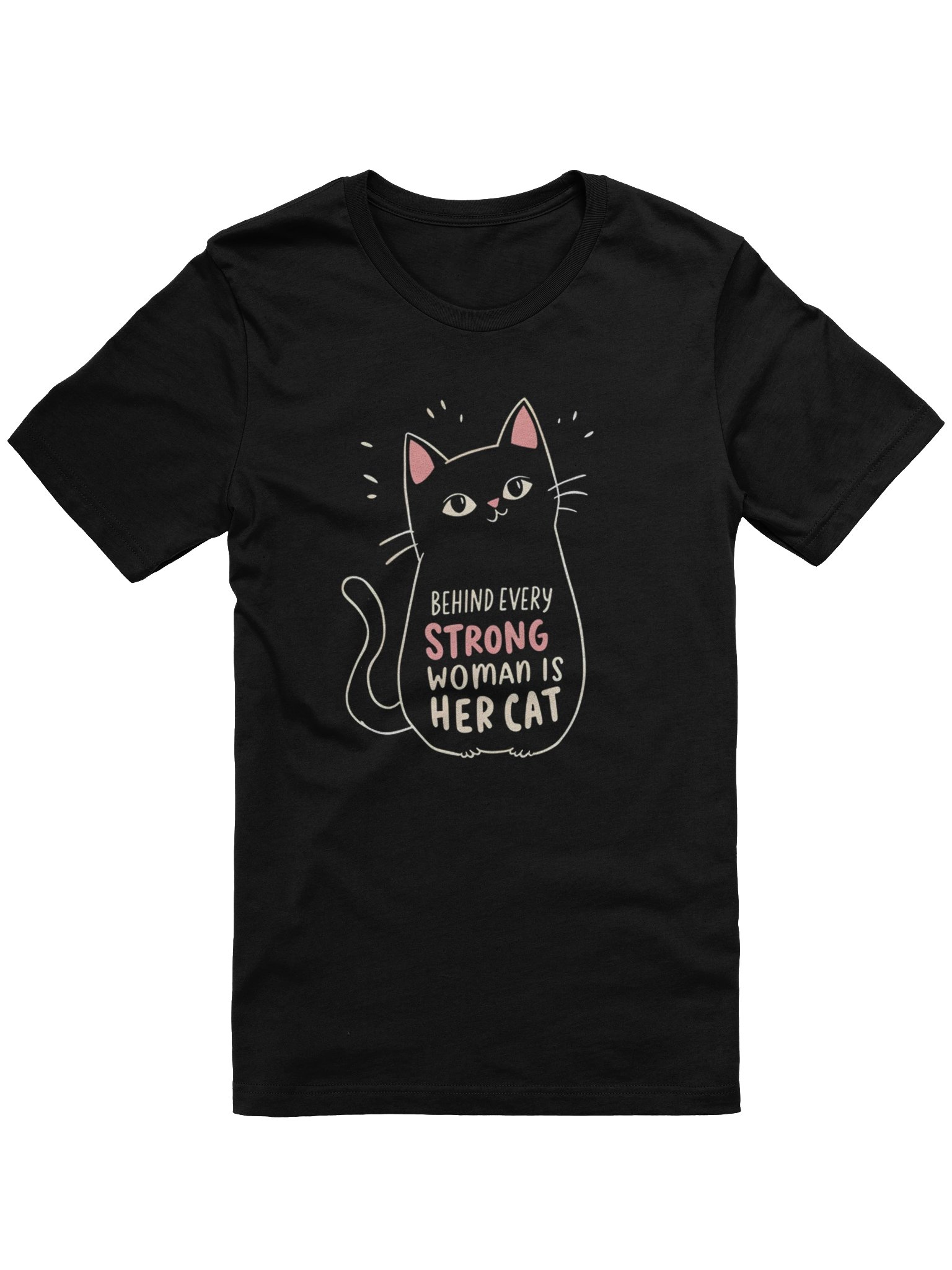Behind Every Strong Woman Is Her Cat Funny Tee product image (1)