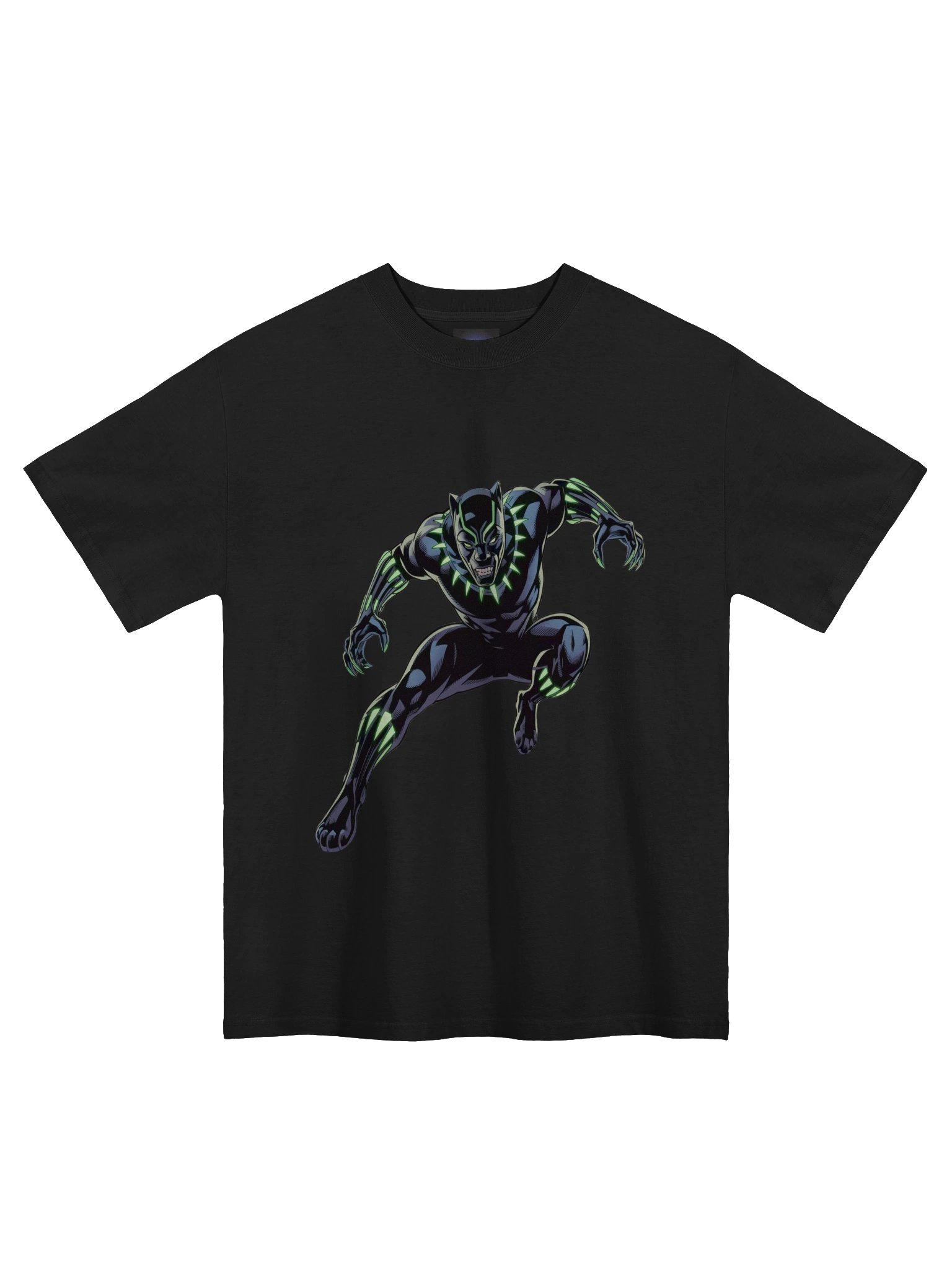 Black Panther Vibranium Glow Oversized Faded T-Shirt – Neon Claw Eclipse product image (3)
