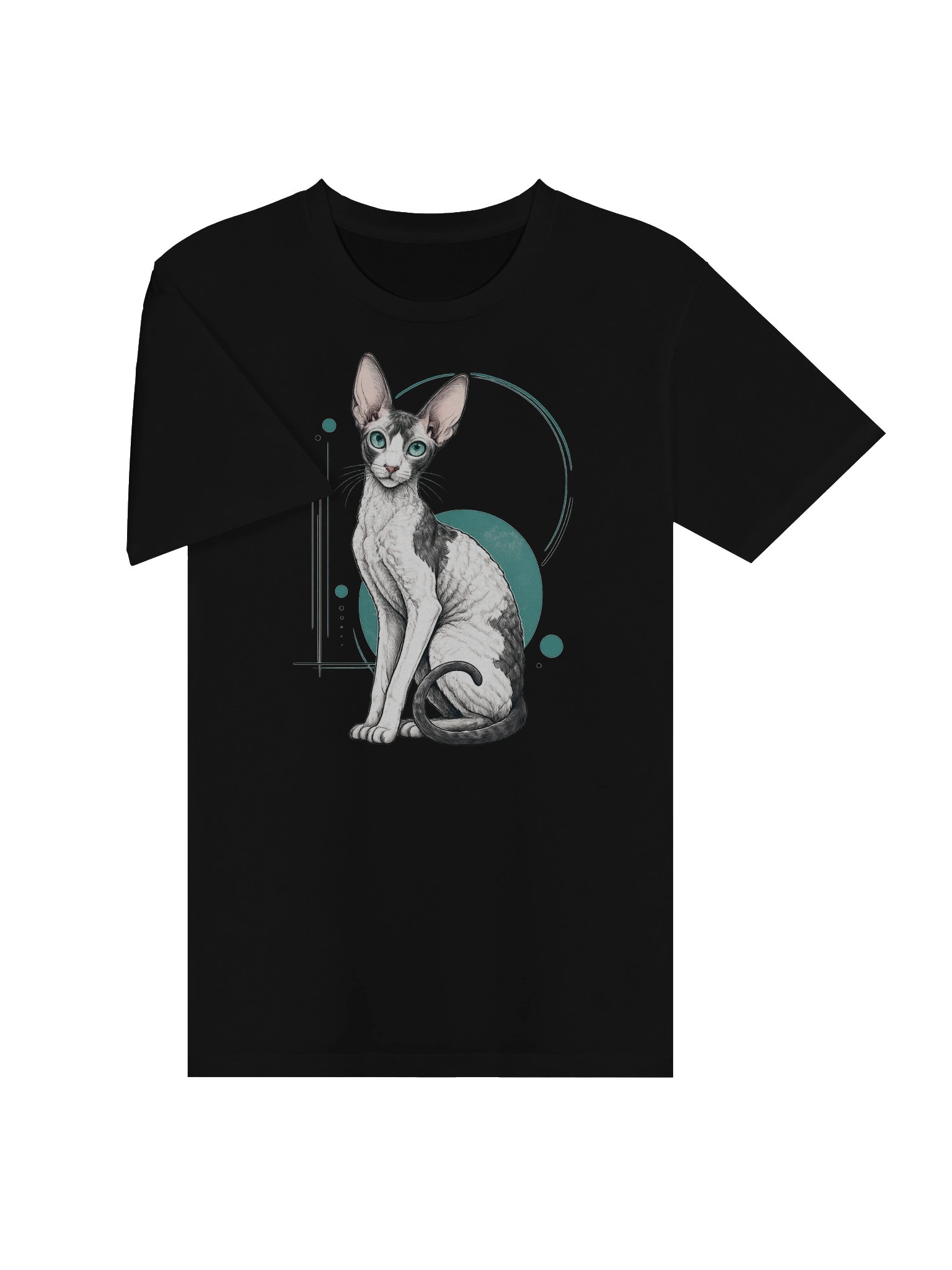 Teal-Eyed Cat Geometric Graphic Tee product image (6)