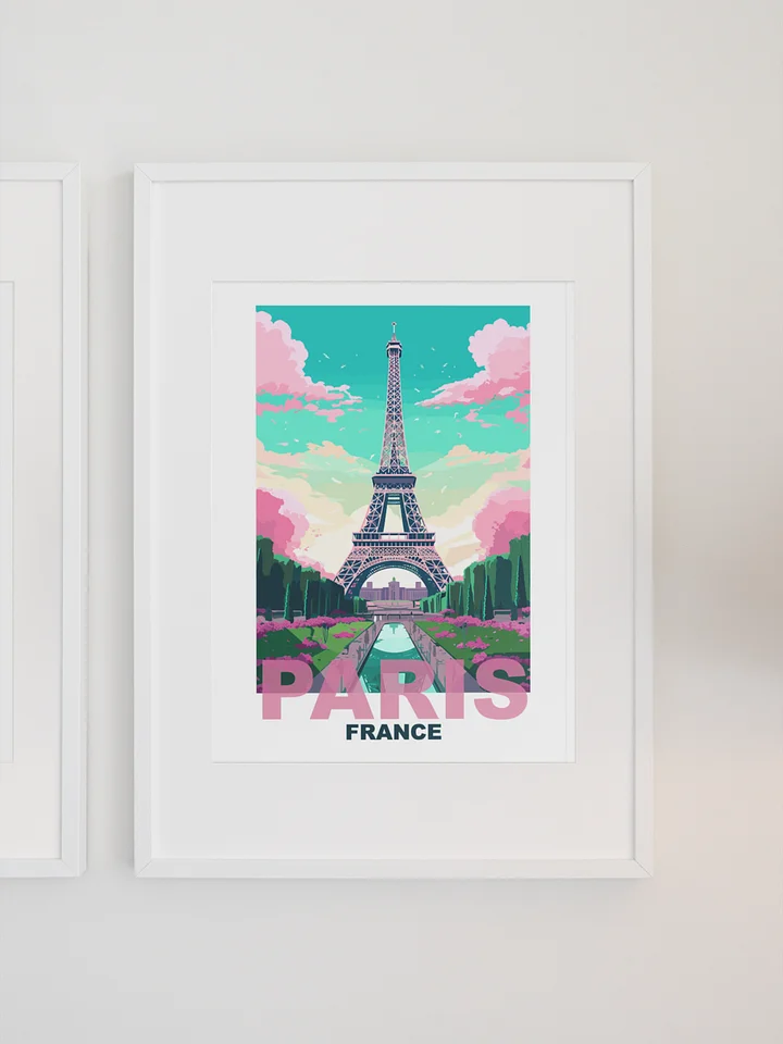 Vibrant Eiffel Tower Art Print, Parisian Skyline at Sunset, Pastel Colors Paris France Poster, Romantic Travel Decor, Chic Wall Art product image (1)