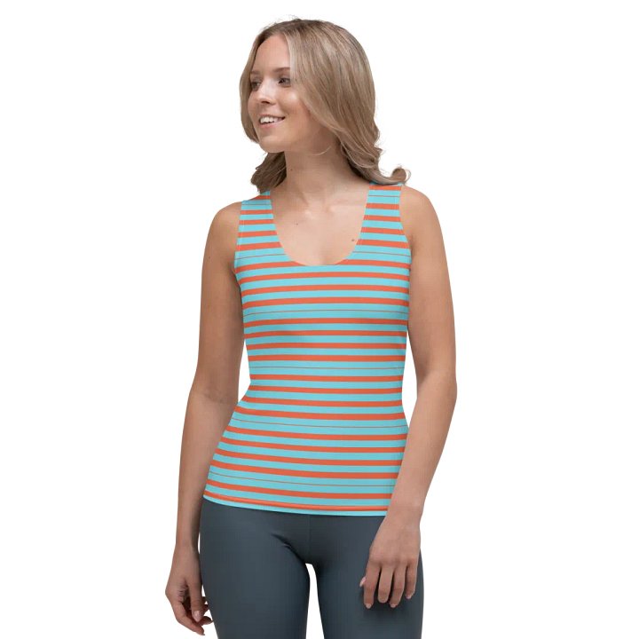 Egyptian Blue and Burnt Orange Striped Women's Tank Top product image (1)
