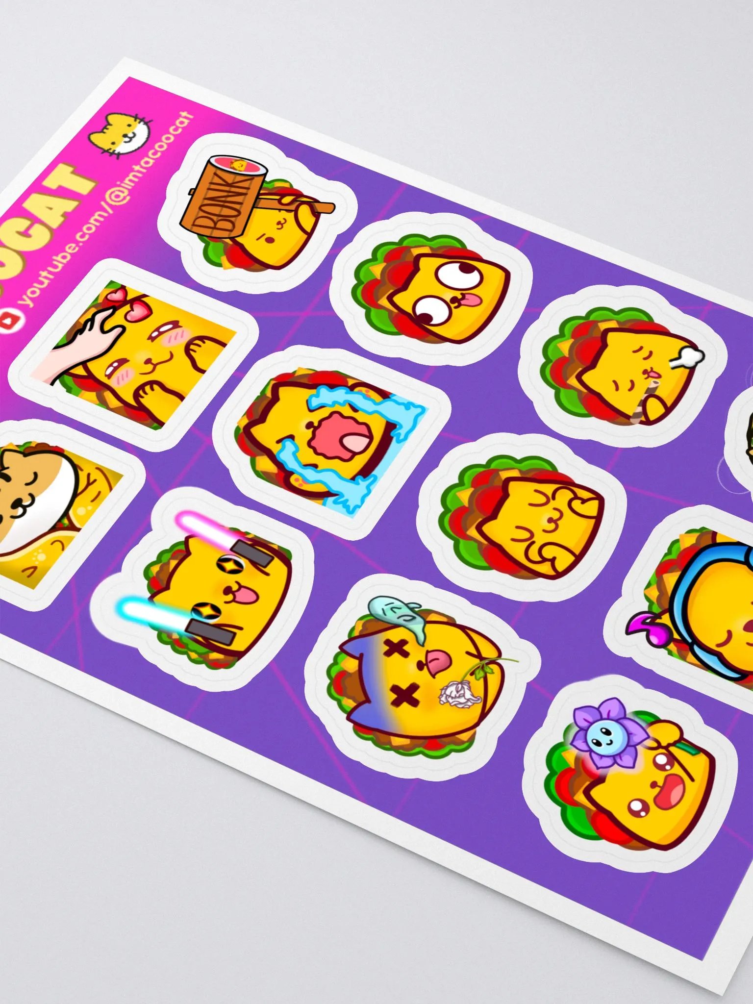 Cutie TacoCat Emote Sticker Sheet product image (2)