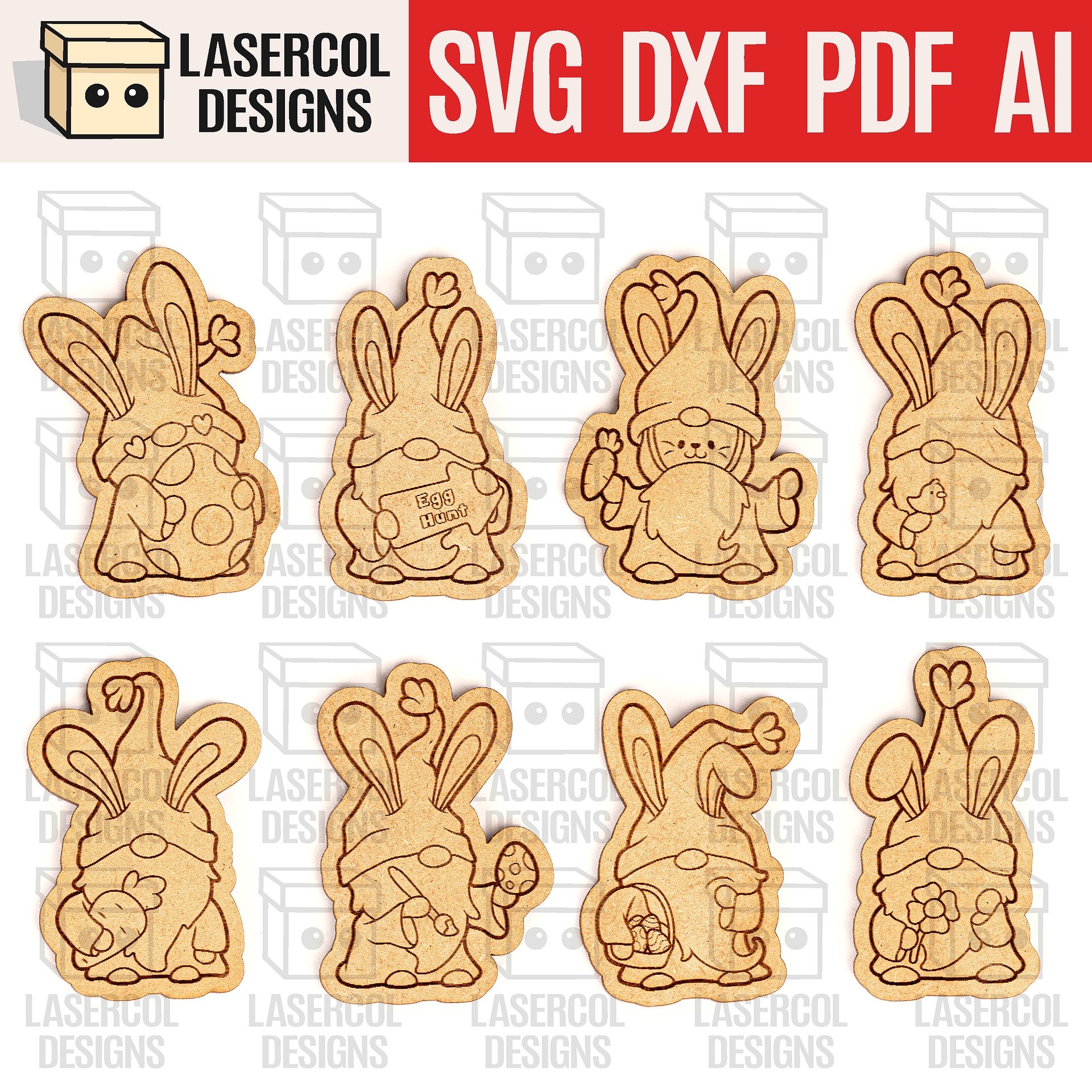 Easter Gnomes Set 1 Paint Kit DIY Cut Outs - Laser Cut Files product image (1)