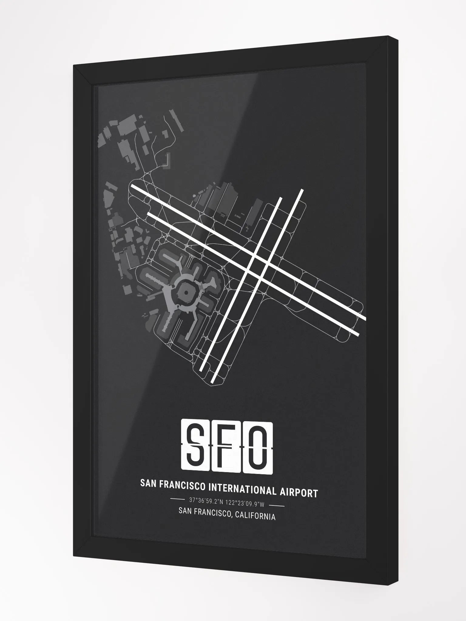 Framed Airport SFO Premium Map On Matt Paper product image (2)