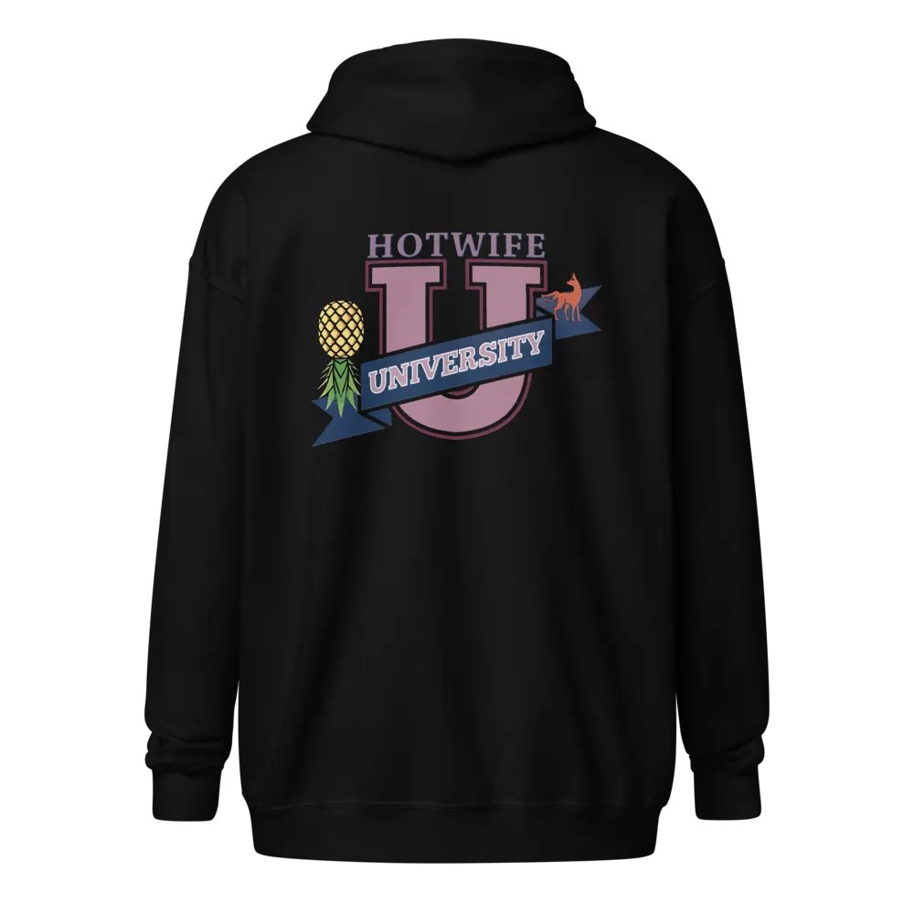 Hotwife University zip front hoodie. product image (1)