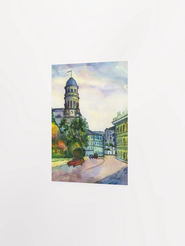 Serene Urban Tower Watercolor Poster - Cityscape product image (3)