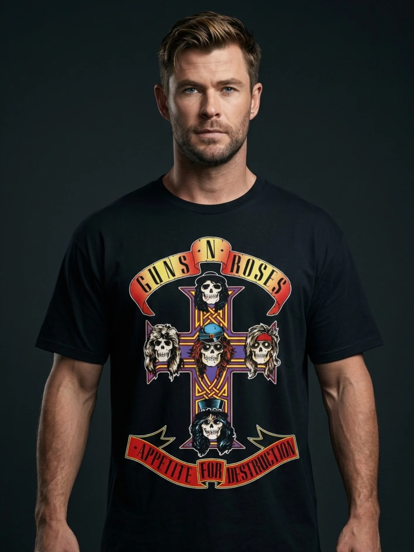 Guns N Roses Appetite For Destruction T-Shirt Skull Cross | Black Vintage 1987 Hard Rock Graphic Tee | Classic Rock Collector Shirt product image (3)