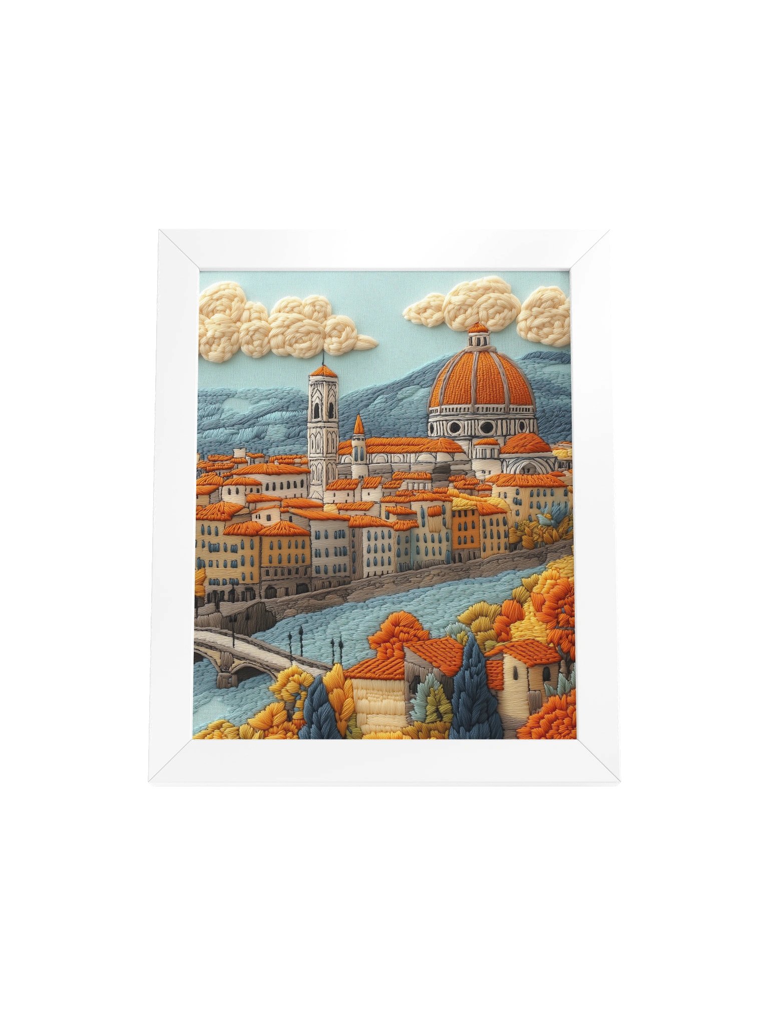 Autumn in Florence | Embroidery-Style Wall Art — Framed Print product image (13)