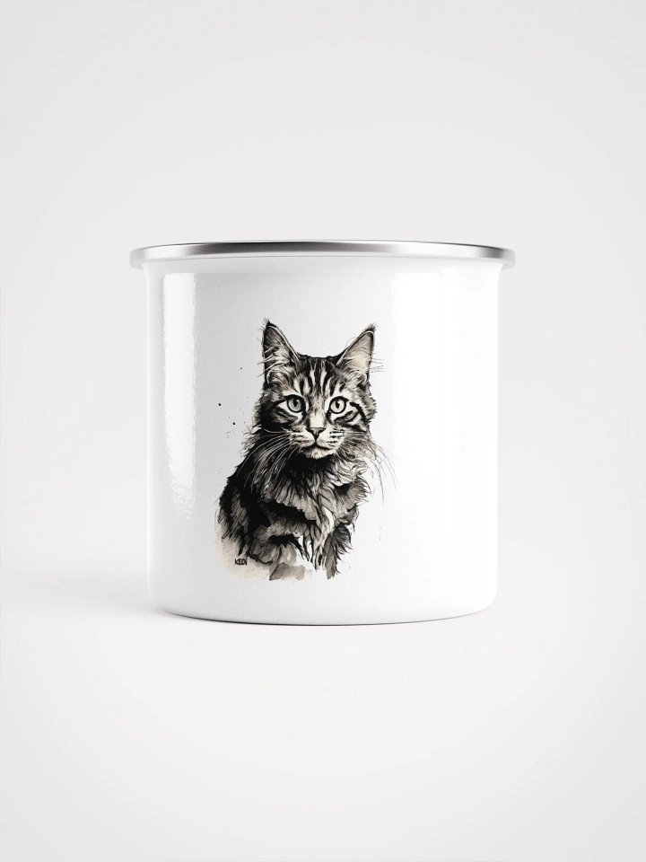 Whiskered Wanderlust Enamel Mug product image (1)