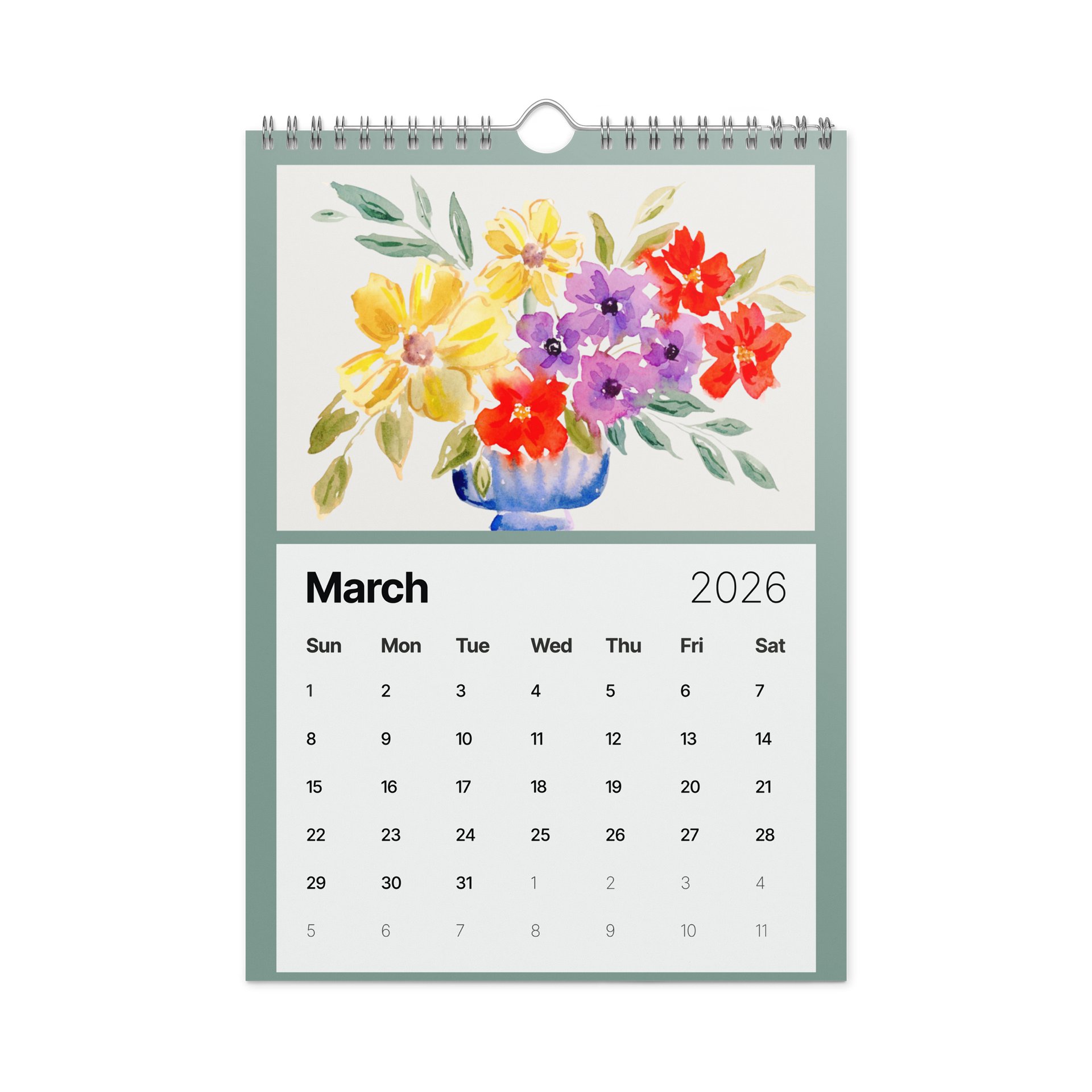 Watercolor Blooms 2026 Wall Calendar product image (9)