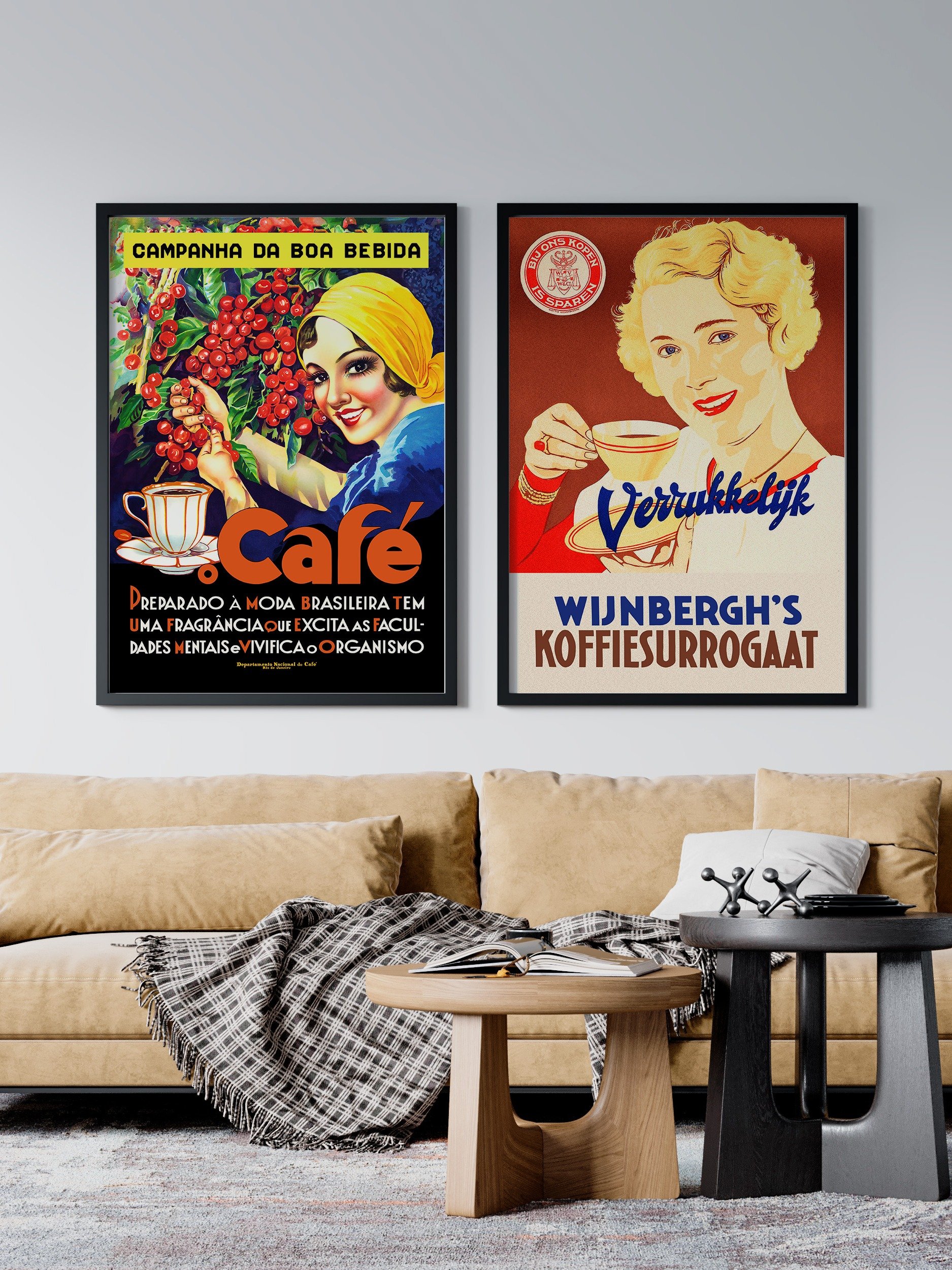 Coffee retro poster (Dutch/Holland), 1950s — coffee vintage poster, coffee print, kitchen art, retro poster, vintage art product image (2)