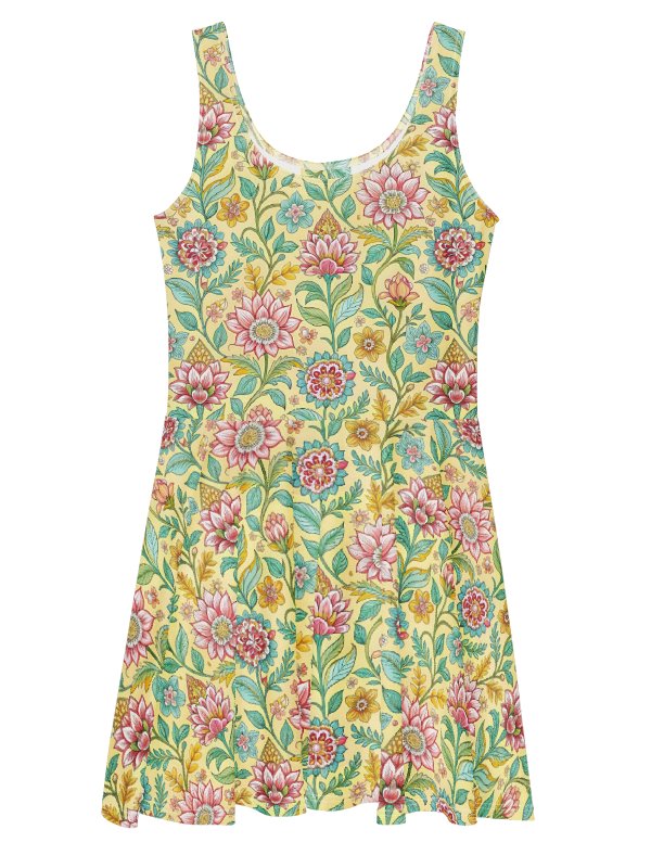 Women’s Yellow Floral Dress – Elegant Sleeveless Fit & Flare Sundress product image (4)