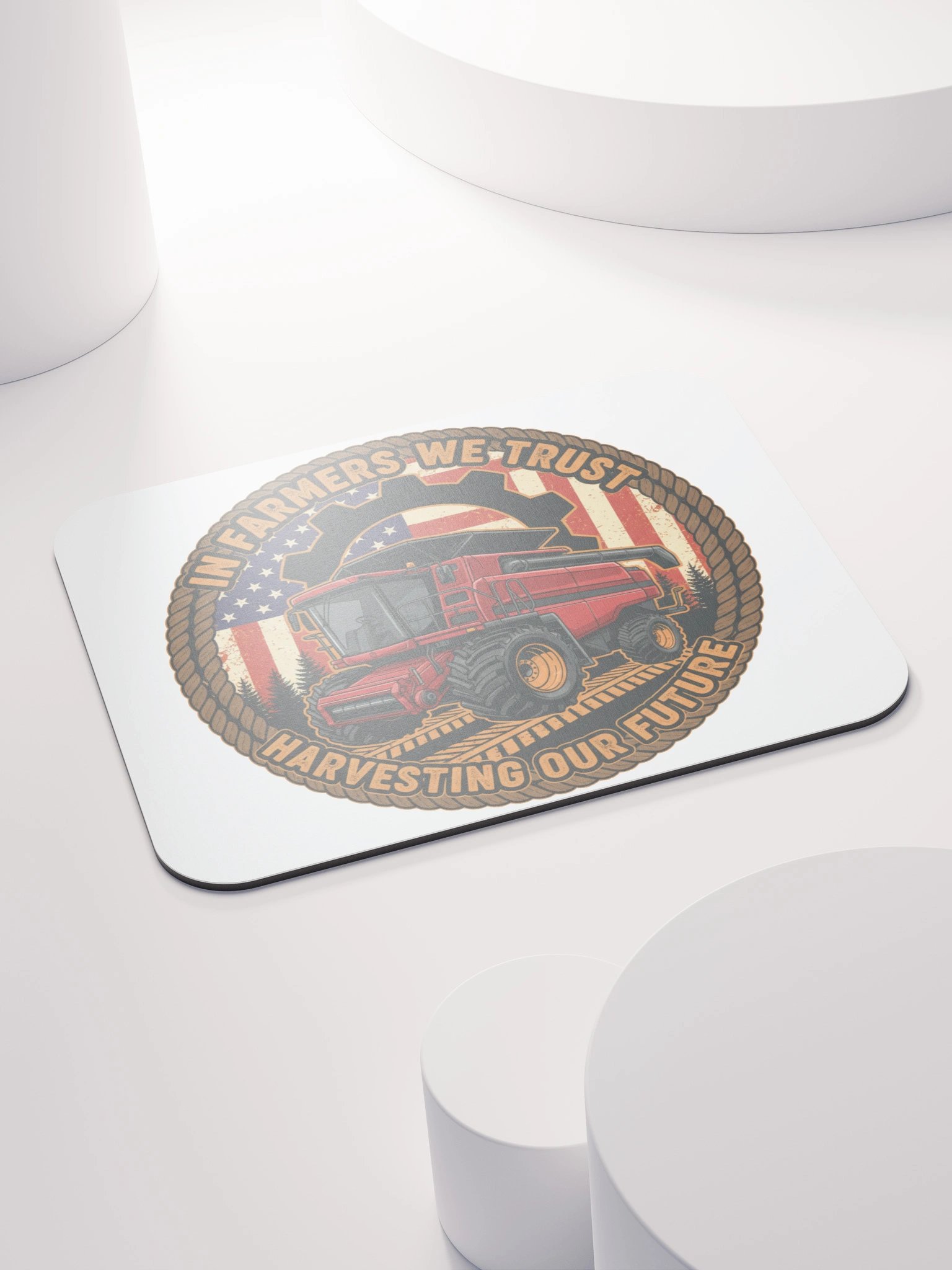 In Farmers We Trust Harvester Emblem Mouse Pad product image (4)