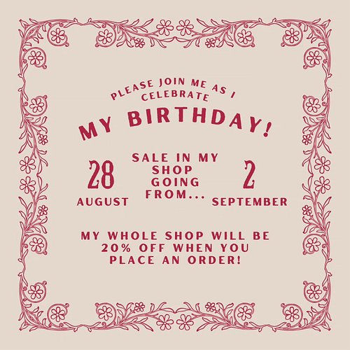 ITS MY BIRTHDAY THIS SATURDAY! 
My birthday is coming up and I thought it would be fun to have a sale in my ETSY store! 
.
.
...
