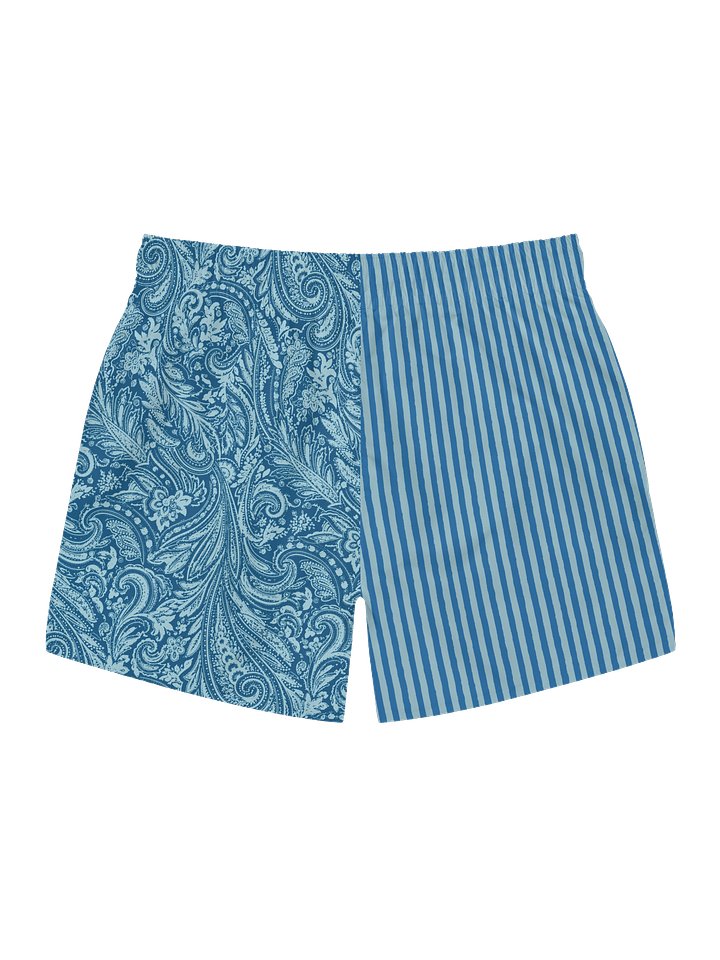 Ocean Blue Paisley and Stripes Swim Trunks product image (2)