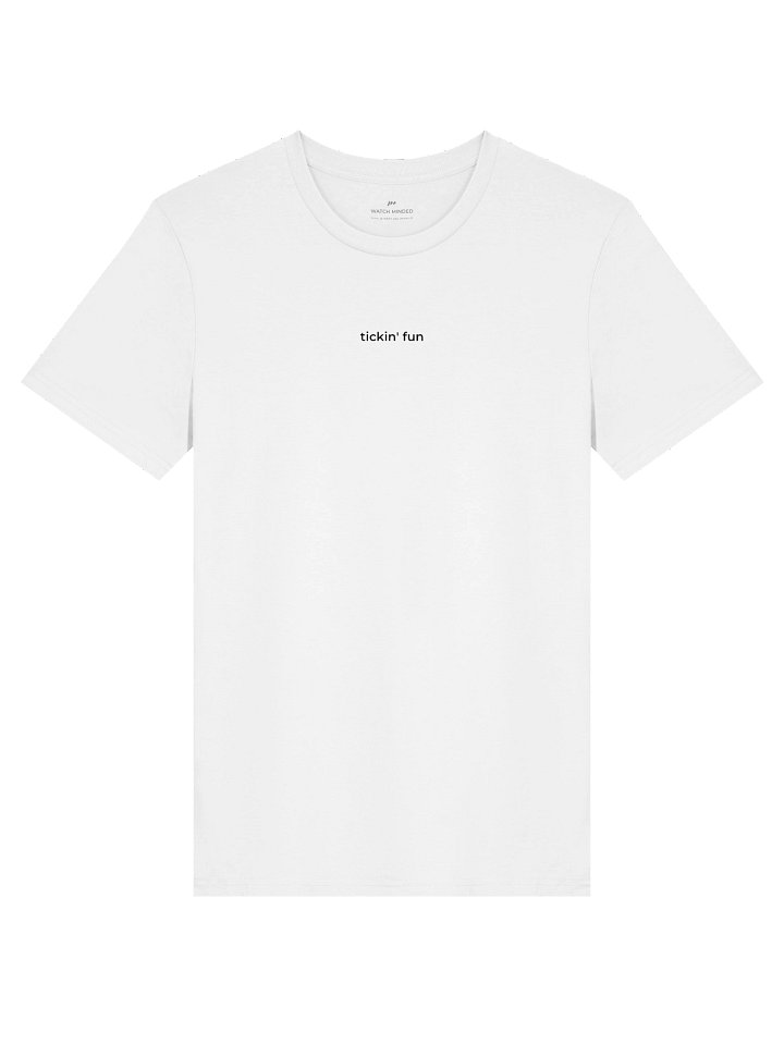 Standard Fit Light Cotton "tickin' fun" Minimalistic T-Shirt, White product image (1)