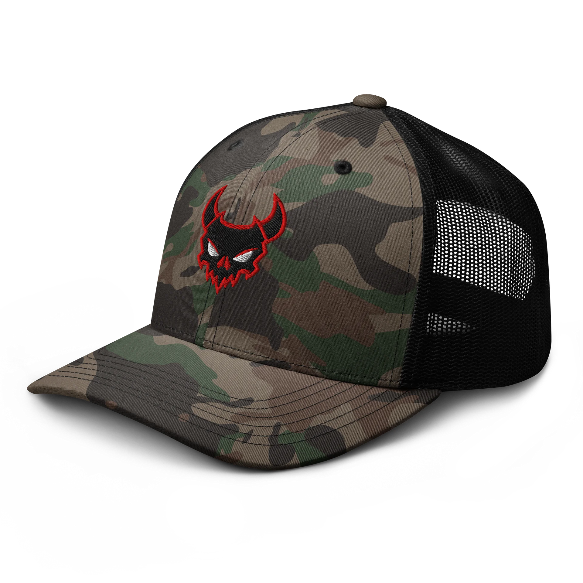 Booty Demon Demon Face Men's Camo Embroidered Trucker Hat product image (6)
