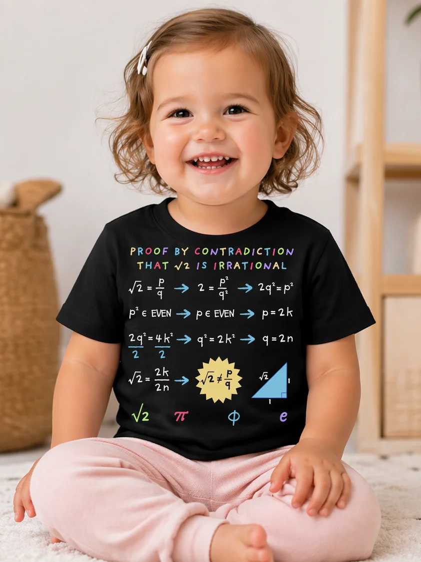 Proof by Contradiction: Square Root of 2 is Irrational - Math Toddler T-Shirt in Black product image (2)