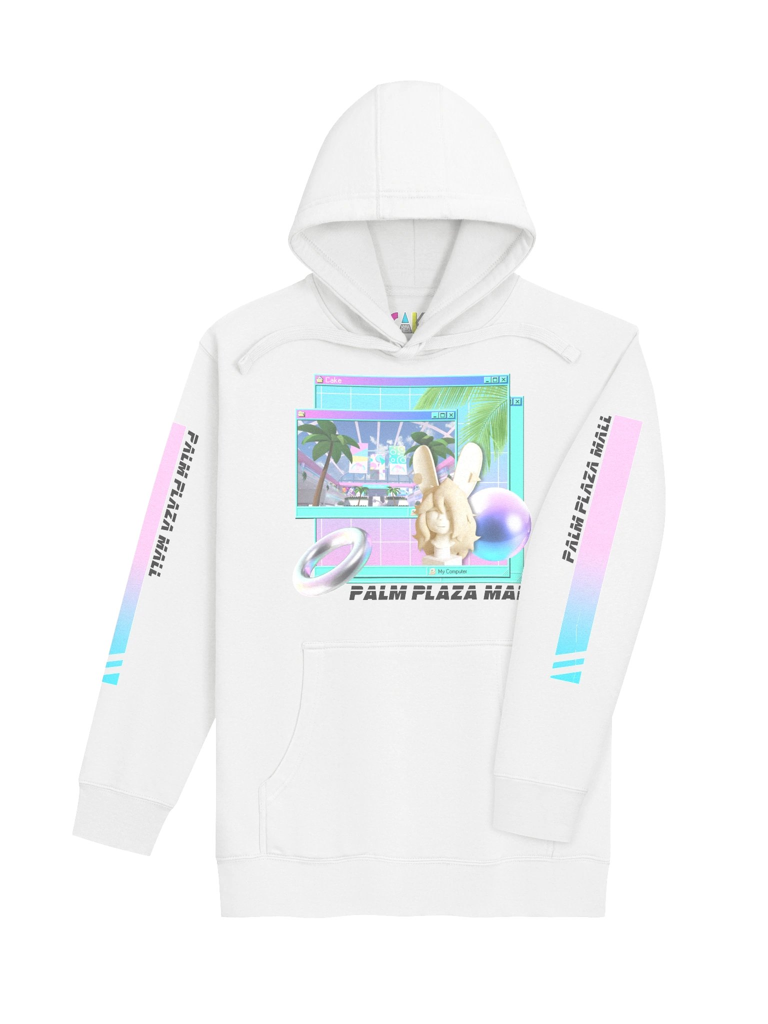 Palm Plaza Mall Vaporwavve Hoodie (White) product image (4)