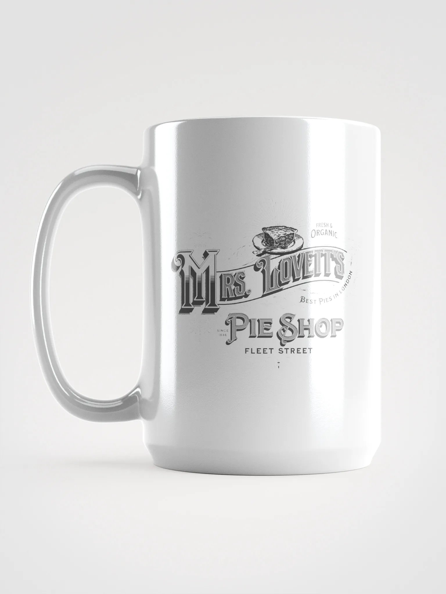 Mrs. Lovett’s Pie Shop Mug – White Glossy Ceramic Cup for Musical Theater Lovers product image (6)