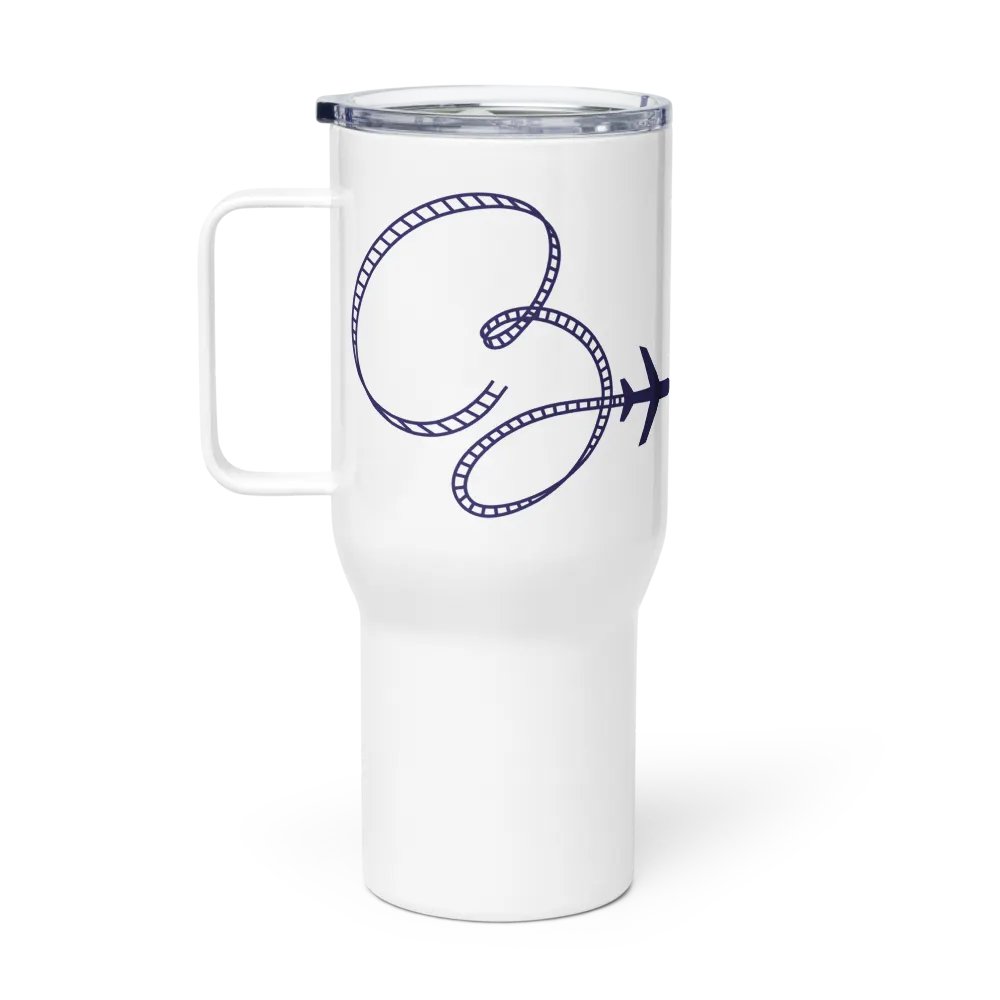 Coaster Breaks Travel Mug with a Handle - White & Navy product image (1)