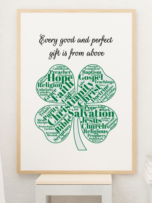 Printable Christian Wall Art - Four-Leaf Clover Design product image (2)