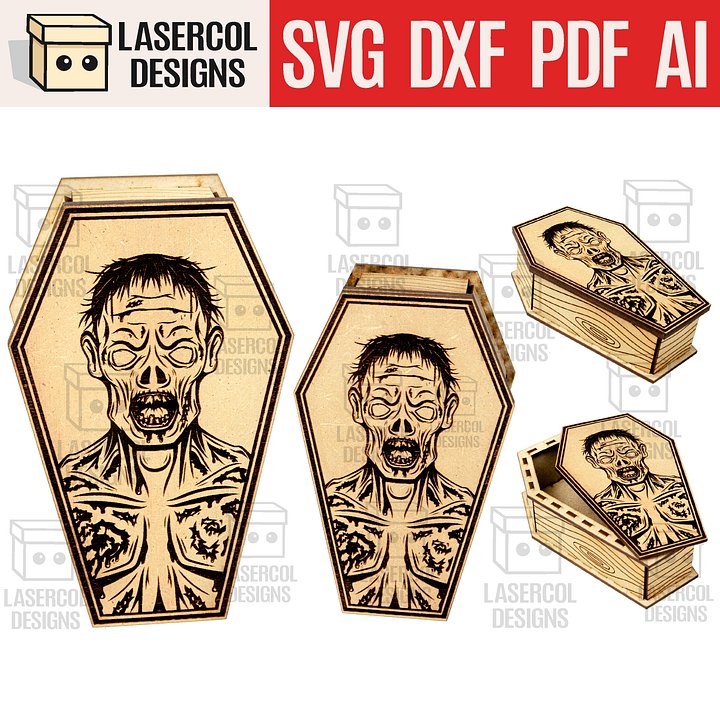 Halloween Coffin Box Set 3 (2 Sizes) - Laser Cut Files product image (1)