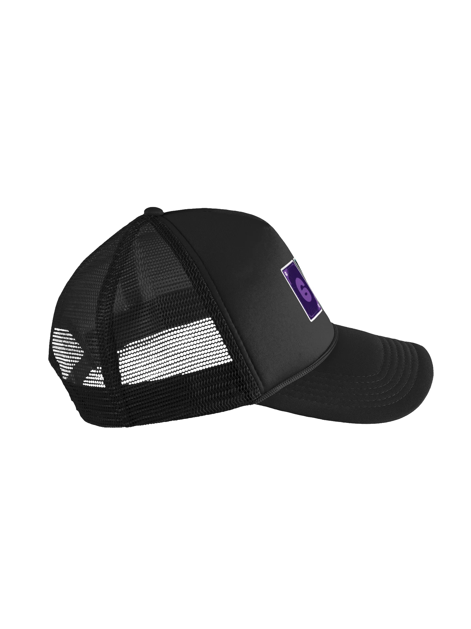 Black Trucker Hat - Six 7 Card Back with Purple Synergy product image (3)