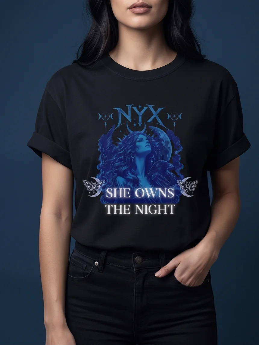 Nyx: She Owns The Night – Mystical Moon Goddess Graphic Tee product image (7)