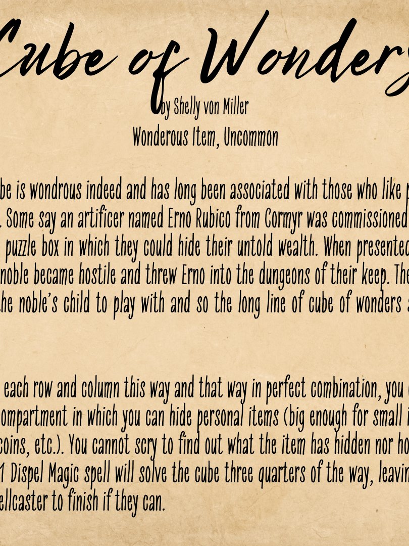 Cube of Wonders (Homebrewed Magical Item) product image (1)