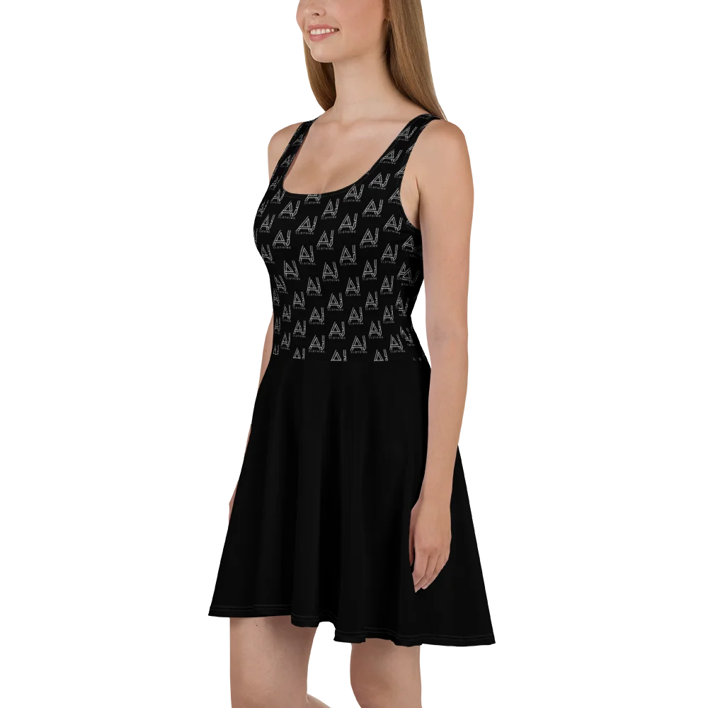 All Black Patterned Skater Dress product image (1)