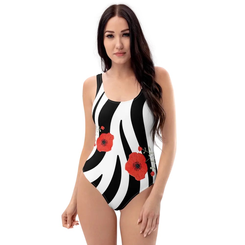 Zebra Blooms One-Piece Swimsuit product image (1)