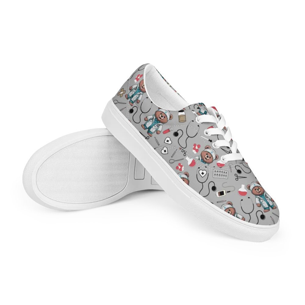 Cute Medical Bears Lace-up Canvas Shoes (Grey) product image (7)
