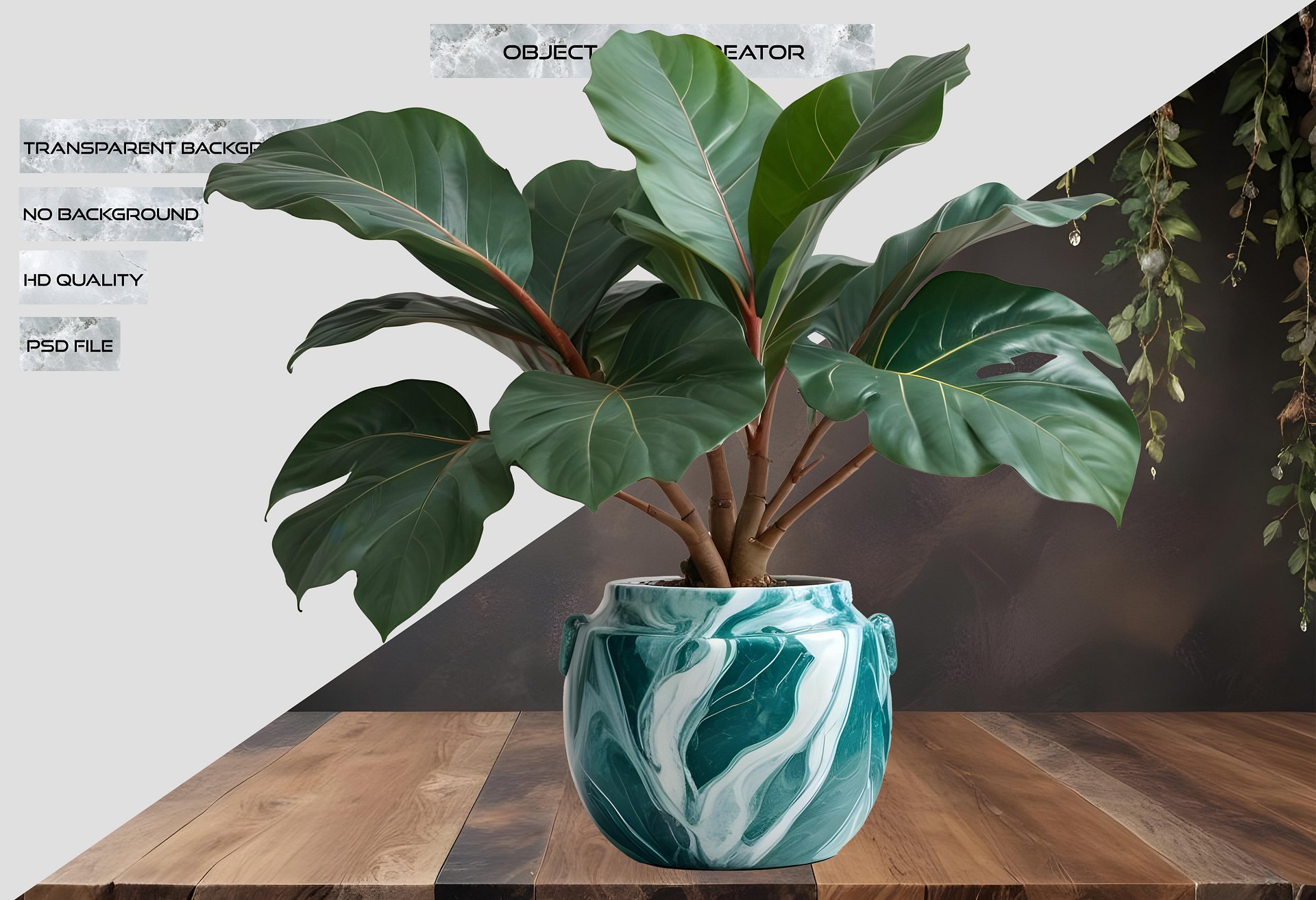 Marble Eternal – Tropical Green Marble Pot PNG product image (2)
