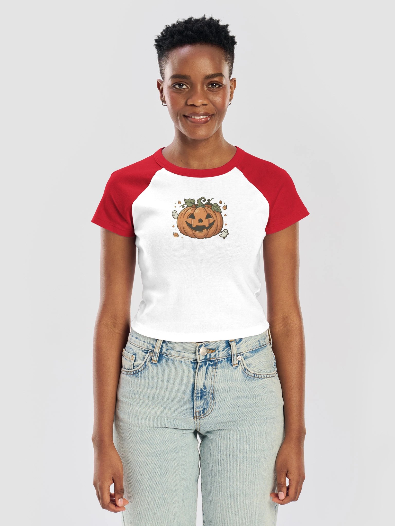 Spooky Pumpkin Ghost Baby Womens Halloween Shirt product image (21)