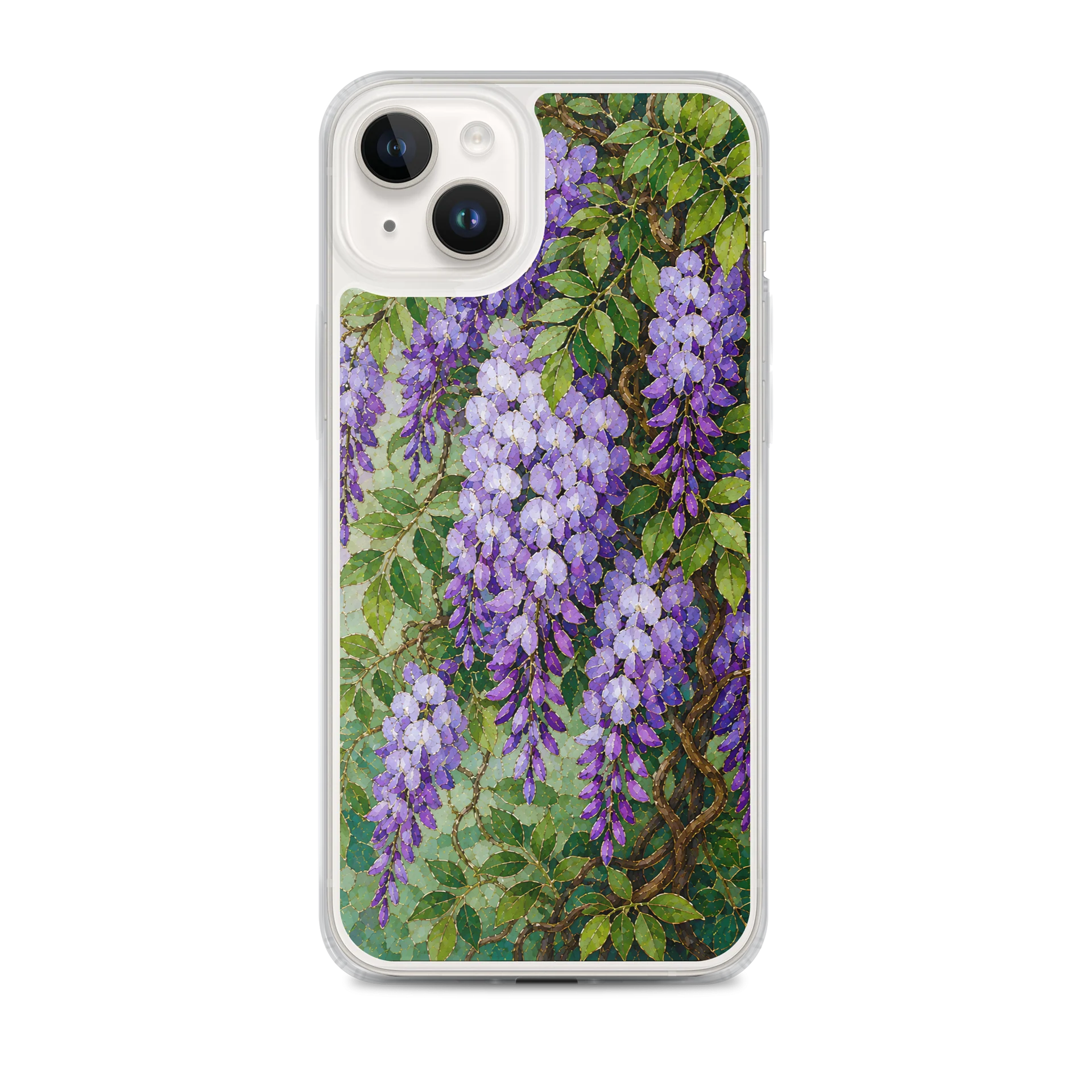 Purple Wisteria And Green Leaf Vine Mosaic Premium Soft Silicone iPhone Case - MagSafe Compatible product image (1)
