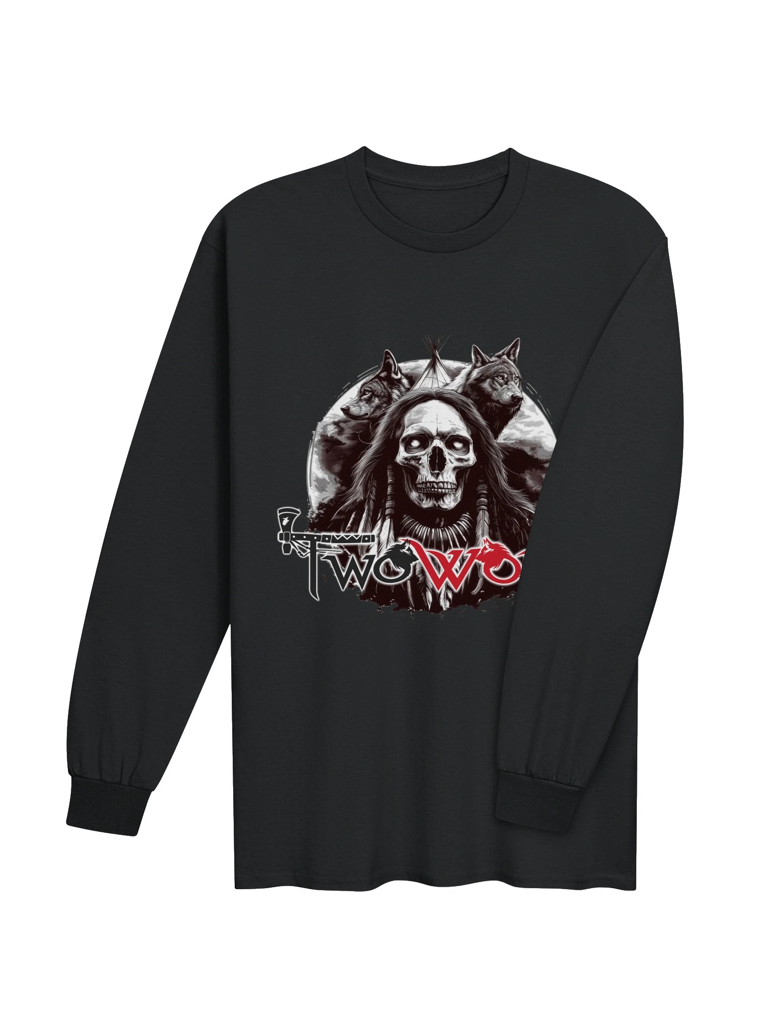Two Wolf Skull Wolf Graphic Long Sleeve T product image (4)