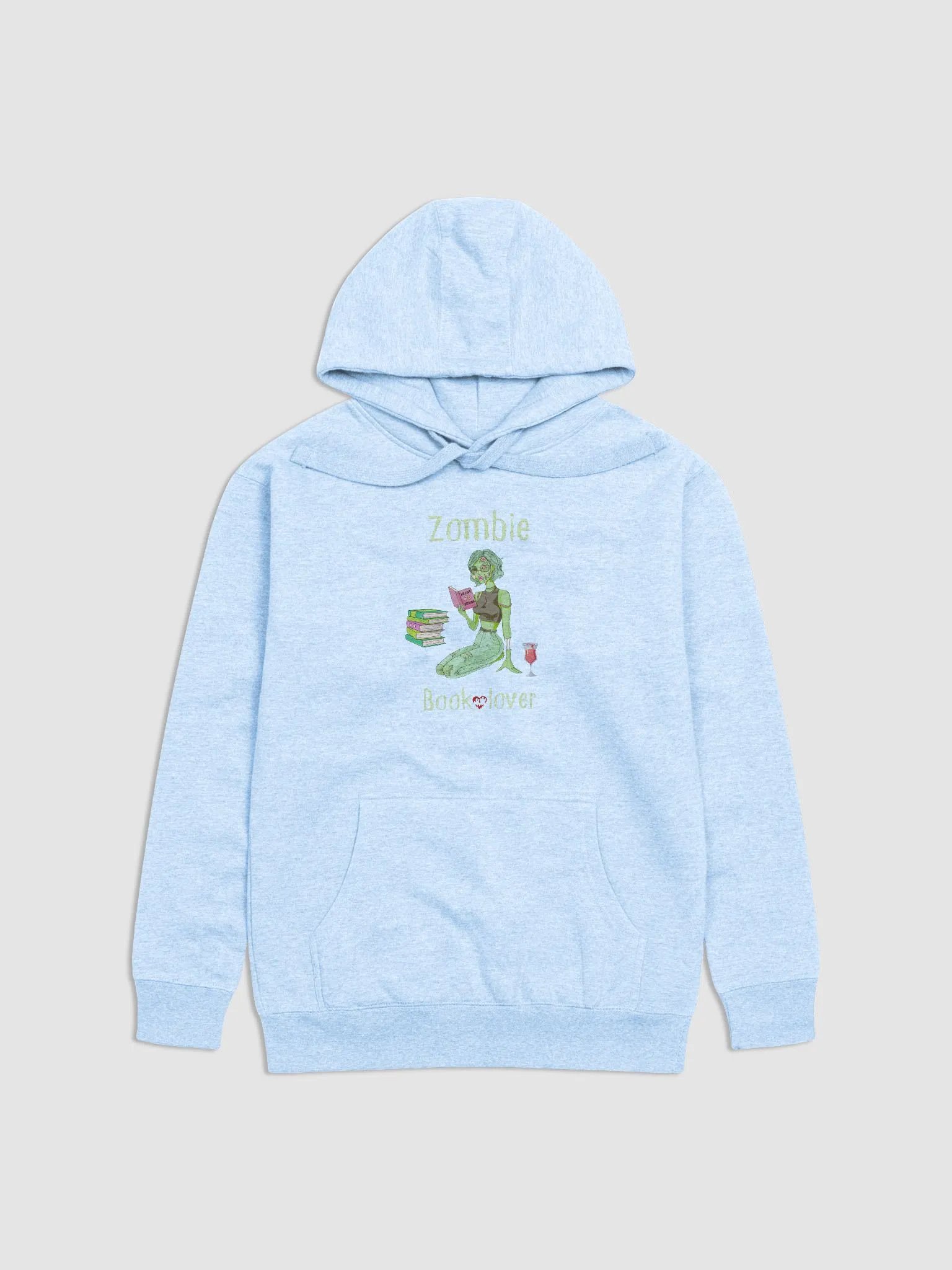 Zombie Book Lover Sky Blue Unisex Hoodie product image (1)