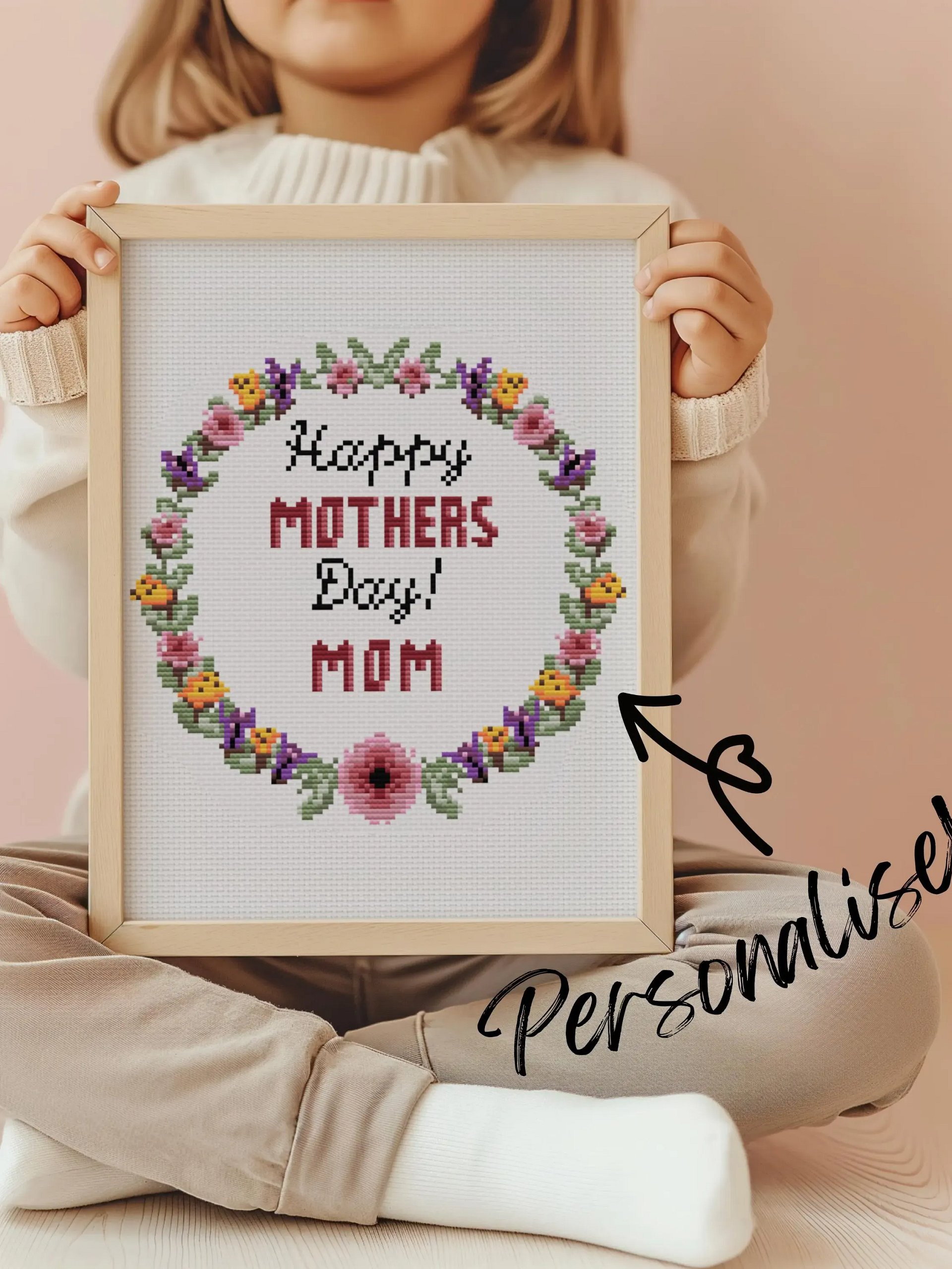 Personalized Happy Mothers Day Cross Stitch Pattern product image (1)