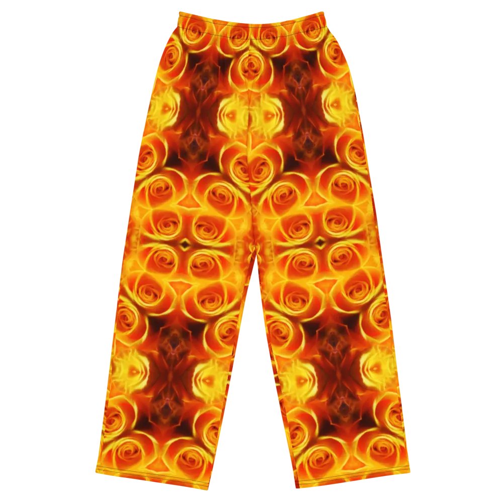 Orange Flower Petal Kaleidoscope Wideleg Pants product image (1)