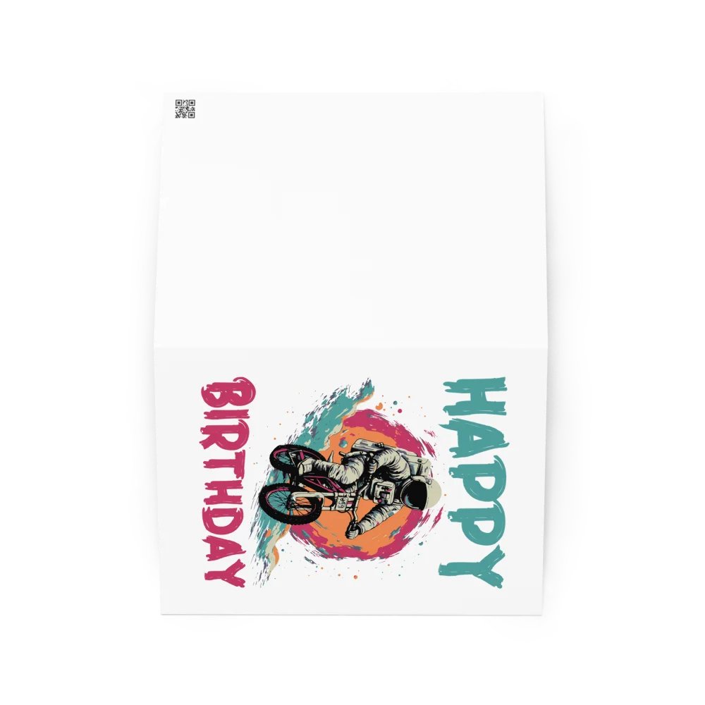 Happy Birthday (Astronaut on a Bike) Birthday Card 5" x 7" product image (2)