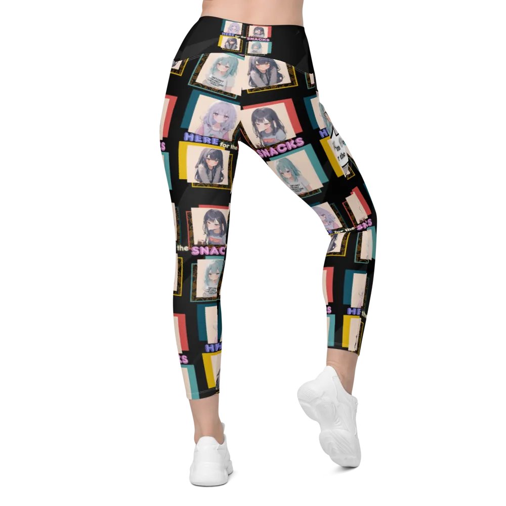 Anime Snack Squad All-Over Crossover Leggings with Pockets product image (2)