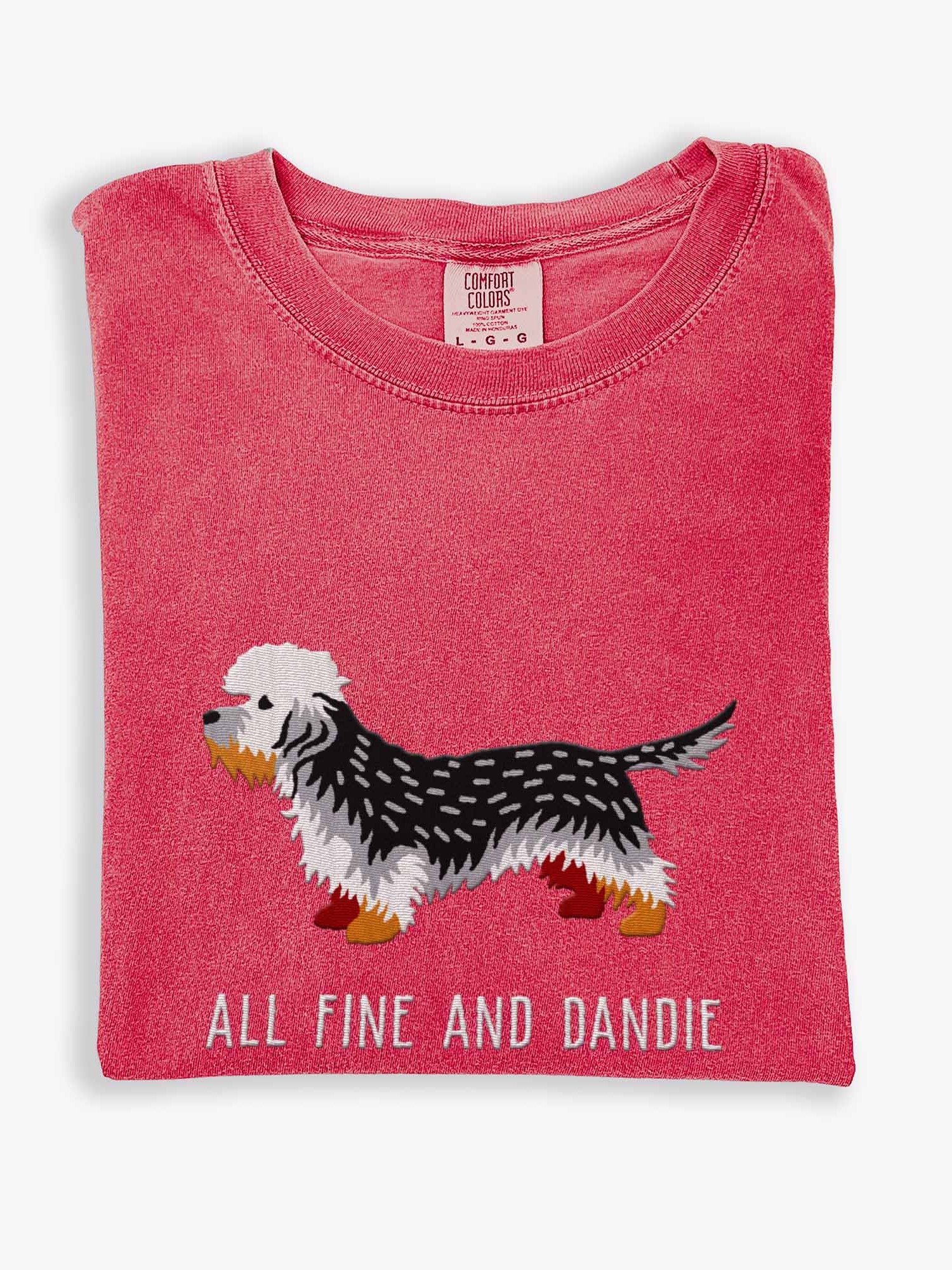 All Fine and Dandie T-Shirt(Embroidered) of a Dandie Dinmont Terrier(Pepper) product image (1)